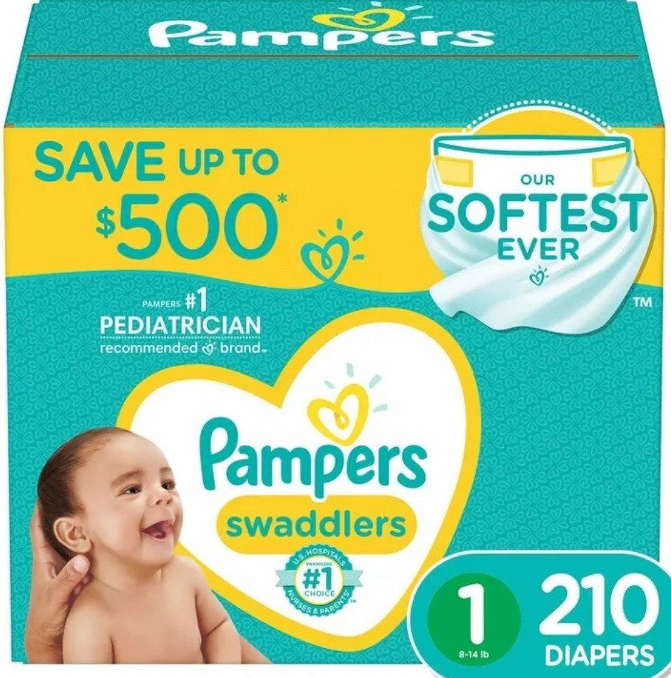 pampers swaddlers diapers size 1 198 count