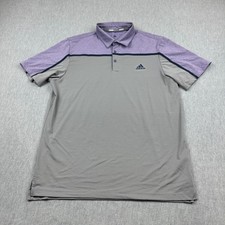 Adidas Polo Shirt Mens Large Gray Purple Golf Ultimate365 Colorblock Performance