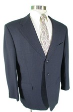 Canali Proposta Mens Navy Covert Stripe 3 Btn Wool Suit 42R Italy