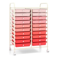 HOMGX Storage Cart with 20 Drawers, 20 Tier Multicolor Rolling Cart, File Debr