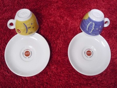 Ipa Italy:  2x Espresso-Gedeck: Tasse + Untertasse Gaggia Rezzonico Design, RAR!