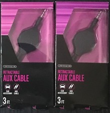 Infinitive RETRACTABLE AUX CABLE 3.5mm CAR ACCESSORY -3 FT Long  Pack of 2 