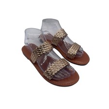 Braided Gold Slides, Sandals Women's Size 38