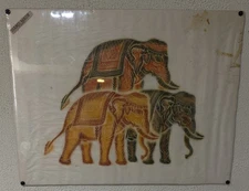 Vintage Elephant Temple Rubbing Fine Art Made In Thailand