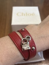 Vintage Chlo  Paddington Lock With Rhinestones Leather Bracelet Rare NWT