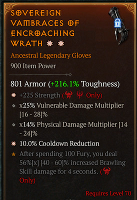   DIABLO 4 SEASON 13   2 GA Strength   Physical DMG   CDR   Gloves  