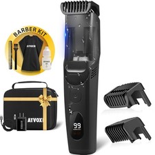 Vacuum Beard Trimmer for Men Rechargeable, IPX6 Waterproof Mustache Black