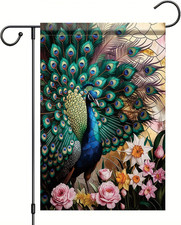 Welcome Spring Summer Peacock Garden Flag 12X18 Inch Double Sided Flower Green Y