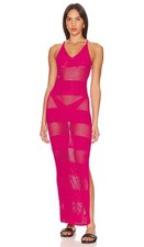 LSPACE Womens XS Kalea Crochet Knit Maxi Dress Cover-Up in Bougainvillea Pink
