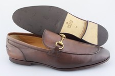 Men's GUCCI 'Jordaan' Brown Leather Horsebit Loafers Size US 12 UK 11