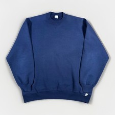 Vintage 90s Russell Athletic Sweatshirt Adult Large Blue Blank Crewneck USA
