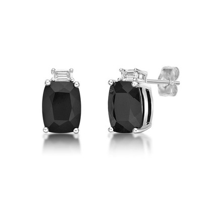 925 Sterling Silver Stud Earrings With Oval Black Onyx Fine Jewelry Rare Gift