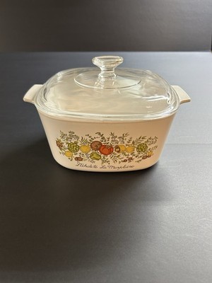 VTG Corningware 3 Qt. Dish w/ Lid & L Echalote La Marjolaine Spice Of Life A-3-B