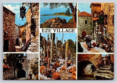 Vintage Eze Village France Côte d'Azur Multi-View Postcard 6x4