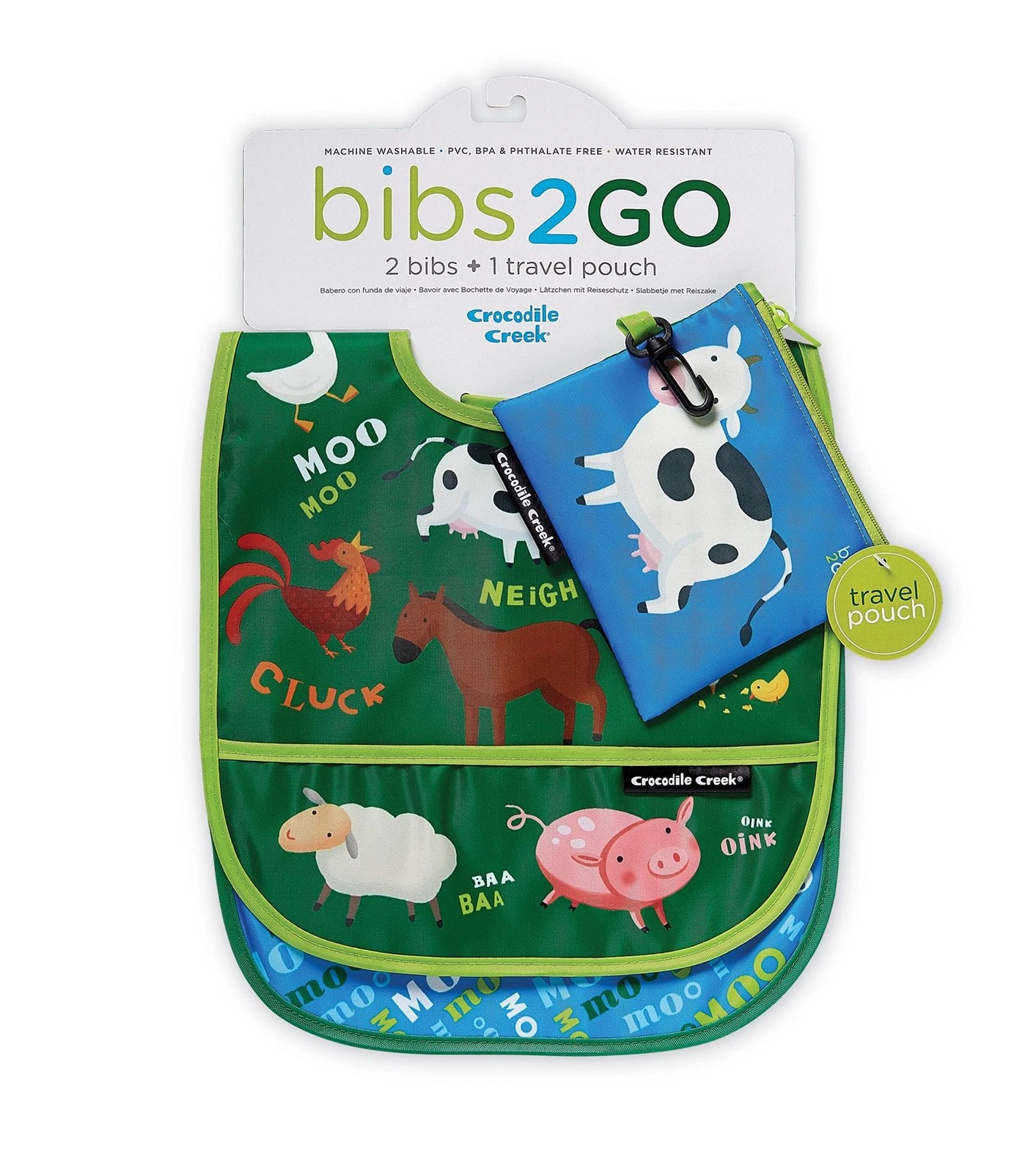 Crocodile Creek 3212-5 Barnyard Banter Infant 2-Pack of Bibs, Multicolor, Standa