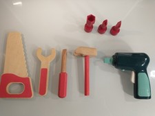 Pretend Play Toy Tool Lot: 4 Melissa Doug Wooden Tools Battat Power Drill