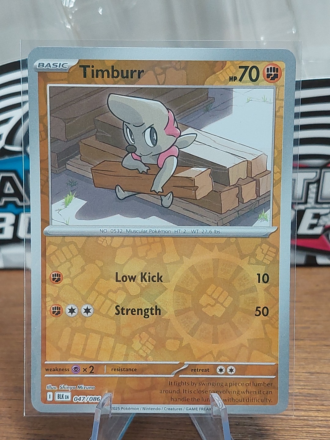 Timburr 047/086 Reverse Holo Common Black Bolt Pokemon TCG NM