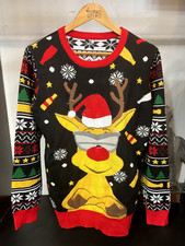 Unisex Light-Up Reindeer Ugly Christmas Sweater Size M 100 Acrylic