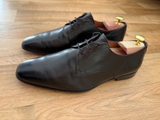 Ludwig Görtz scarpe business uomo pelle liscia derby nere taglia EU 42 / UK 8