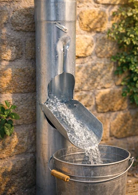 Récupérateur eau pluie zinc Ø100 mm clapet intégré – Collecteur gouttière - Photo 1/4
