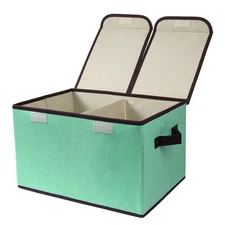 New Foldable Fabric Storage Box, 16.5 x 11.8 9.8 inches L W H, with Double-Lid