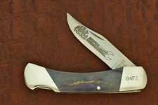 BEAR & SON MADE IN USA SMOOTH GREY BONE PREMIUM LOCKBACK KNIFE NASCAR MAC 26661