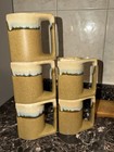 Rodolfo Padilla Drip Glazed Coffee Mugs With Wood Stand Signed Set of 9!!! — photo 5