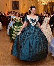 1860s Victorian Blue Princess Cosplay Costume Prom Dress Renaissance Civil War