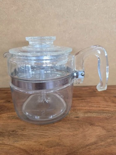 Vintage Pyrex Flameware 2 - 4 Cup Coffee Complete Percolator # 7754  Complete