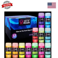 12 Colors Glow in The Dark Pigment Powder - 20g/0.7oz Each Bottle Epoxy Resin...