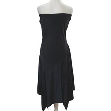Vtg Aliki Yamani Women's silk strapless dress skirt fairy layered black ruffle S