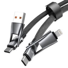 4 in 1 Multi Charging Cable, PD 60W Fast Charging USB C Multi Charger Cable,