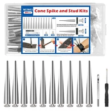 28 Sets 55MM Long Sizes Studs and Spikes kit Punk Style Metal Screwback Bulle...