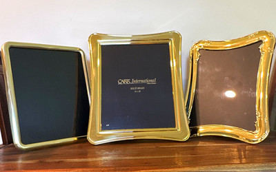 Vintage, Set of 3, Large Solid Brass Frames, 8 x 10in each