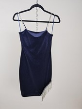 Quiz Velvet Mini Dress Navy UK 8