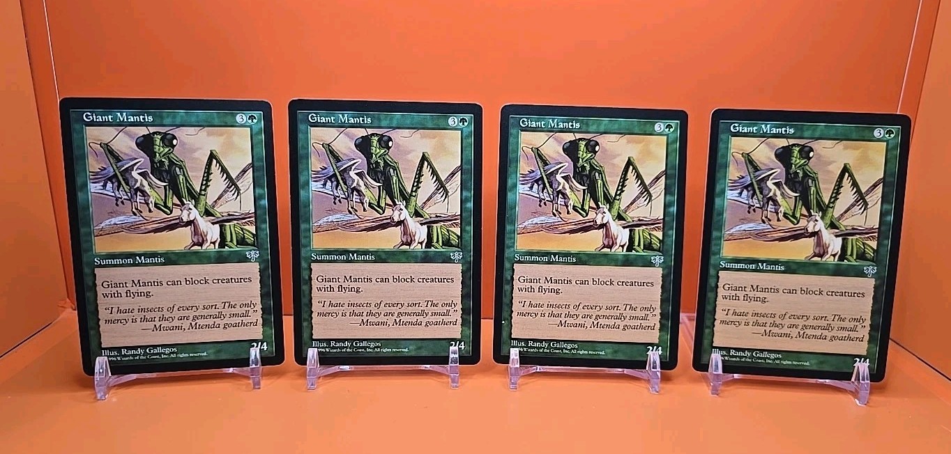 🟢🟢🟢 (4) 1996 MAGIC THE GATHERING GIANT MANTIS MIRAGE UNPLAYED 🟢🟢🟢