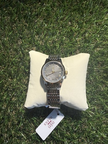 OLEVS Women’s Automatic Two-Tone Steel Bracelet Watch Gray/Silver Dial Date 30m