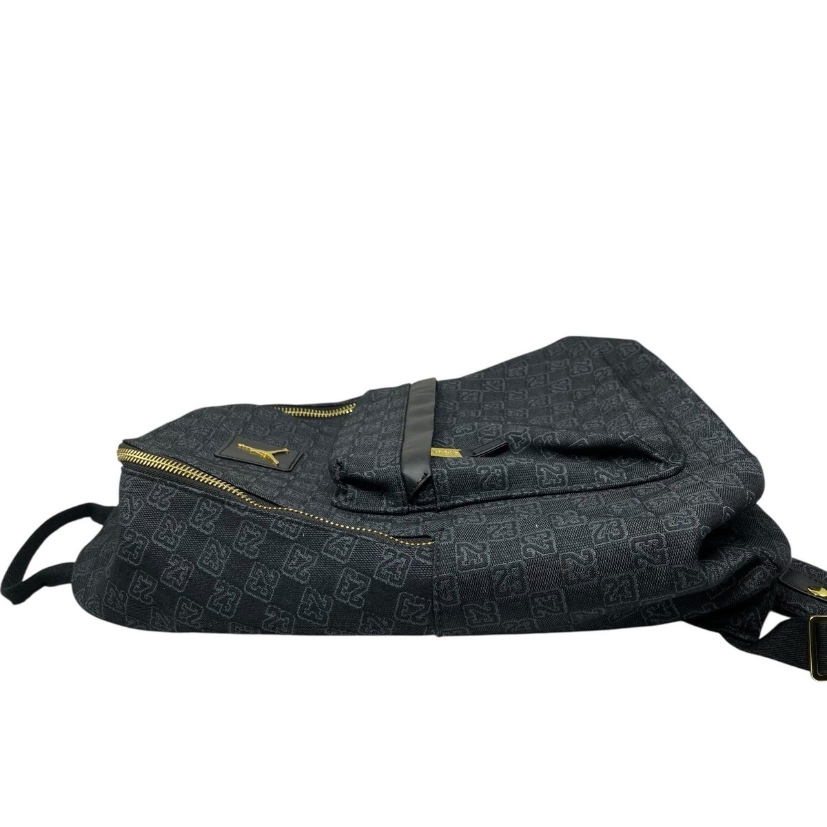 Jordan Monogram Womens Backpack Black 25L Gold Zip Logo 
