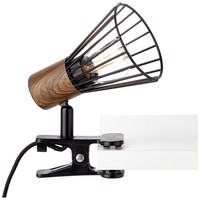 Brilliant Lampe Manama Klemmleuchte Holz Dunkel/Schwarz Matt | 1X D45, E14, 28W,