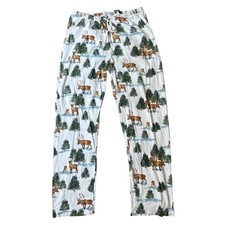 Burt's Bees Baby Pajama Pants Men White Reindeer Forest Winter SIZE XL