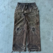 Vintage Y2K Carhartt faded DKB brown double knee work wear carpenter pants
