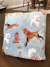 Soft Blue Trow Pillow comfy Variety Dogs Print 16" x 14"