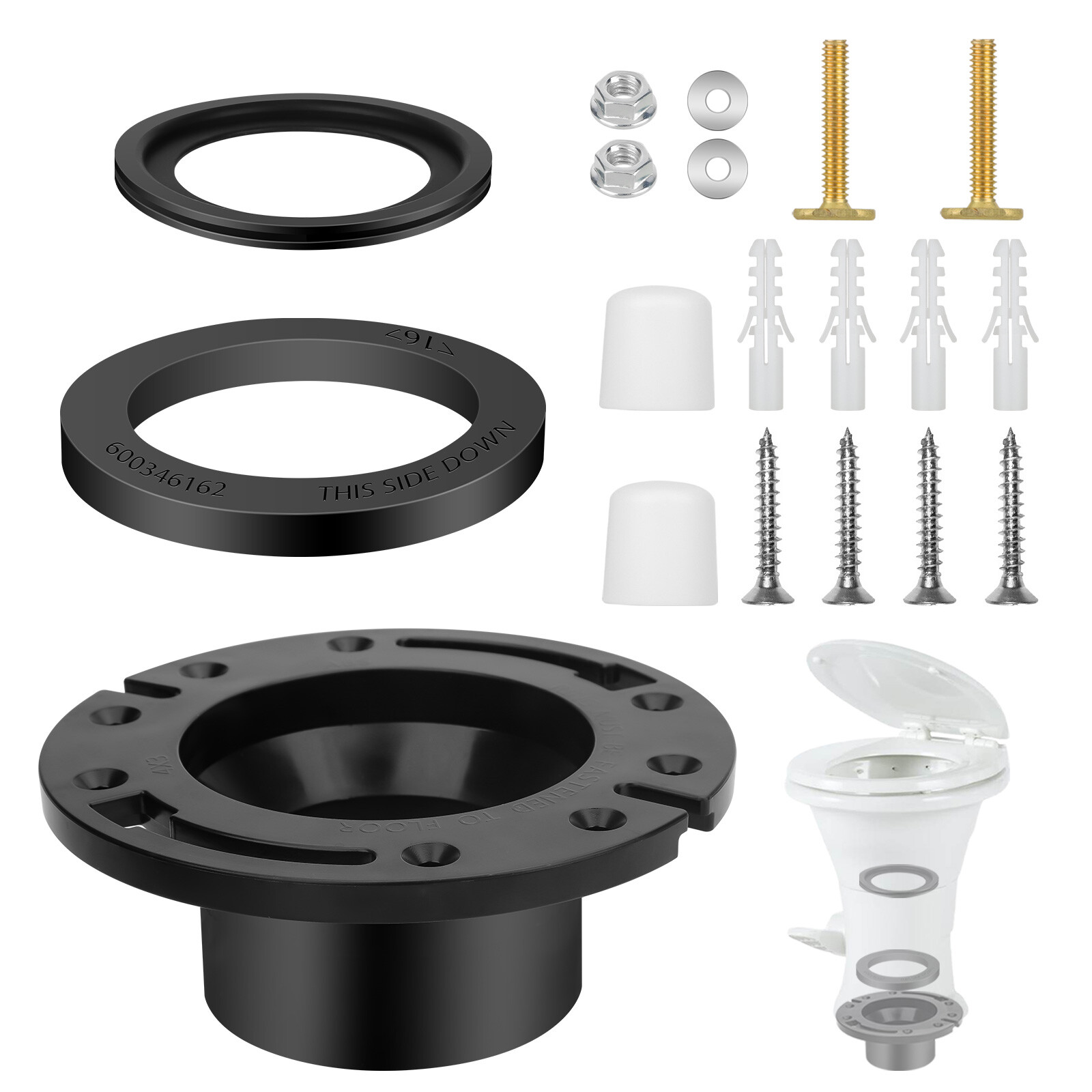 RV Toilet Seal & Flange for Dometic 300 310 320 Toilet Flush Ball & Base Gasket