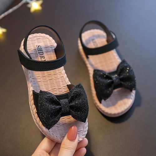 Sommer Mädchen Schleife Knoten flache Sandalen Kleinkind Baby Kinder Urlaub Prinzessin Schuhe Größe - Bild 8 von 10