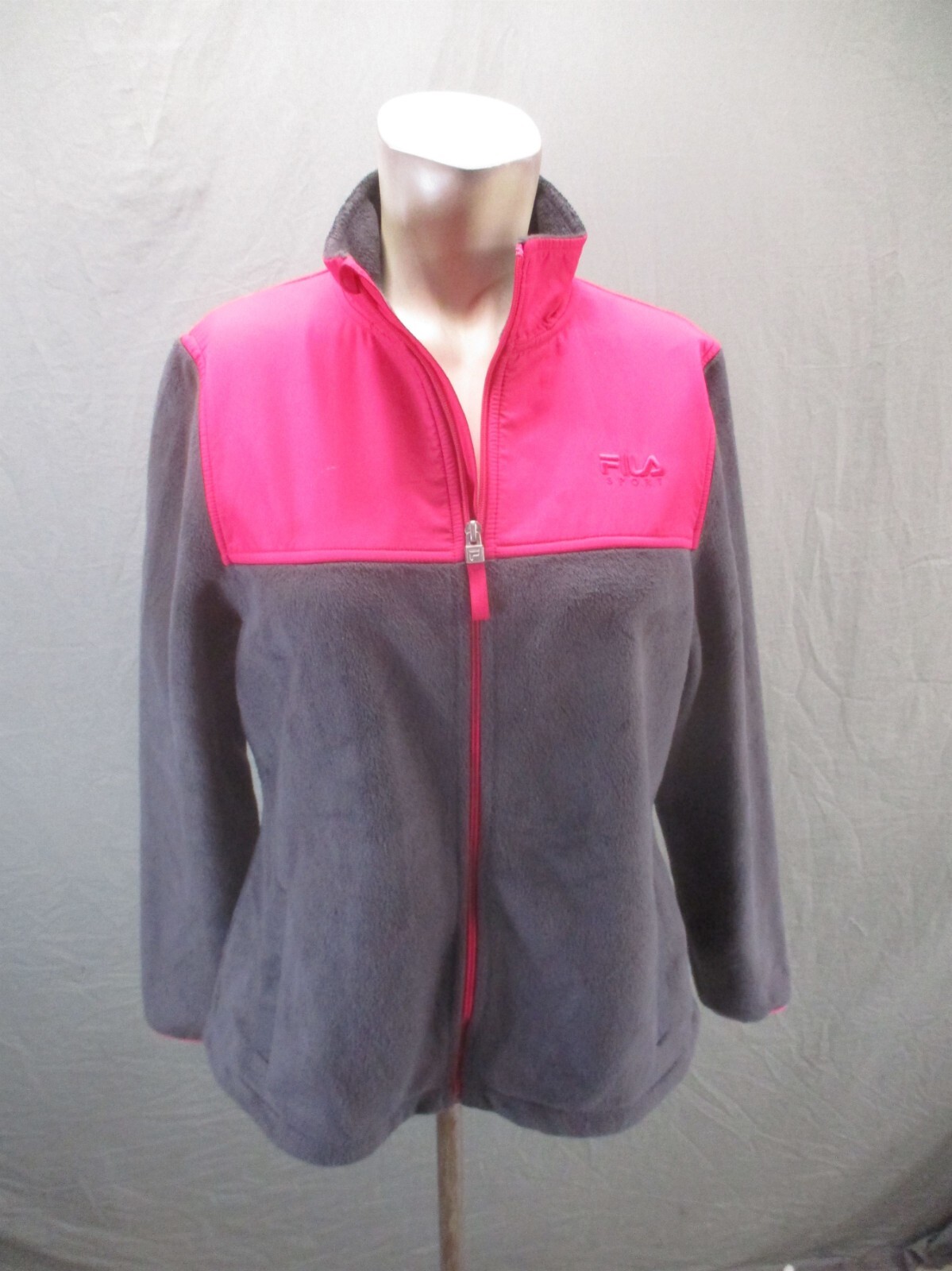 Giacca sportiva FILA taglia M donna grigia full zip supporto colletto tasca hi pile 442