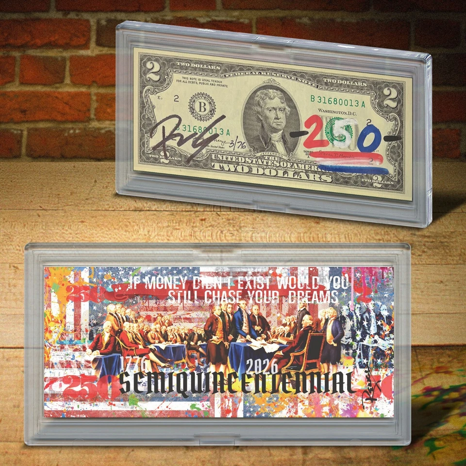 USA 250th Anniversary 1776-2026 Rency Hand Signed US $2 Bill Money & Dreams #/76 - Image 2 of 4