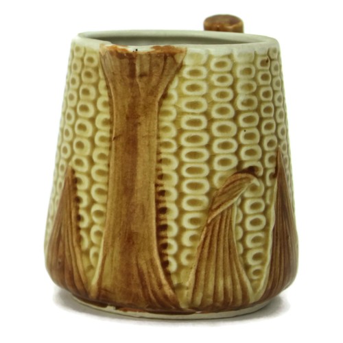 Vintage Majolica Pottery Ear Corn Pitcher Jug Creamer Brown Yellow 4" Unmarked - Picture 2 of 8
