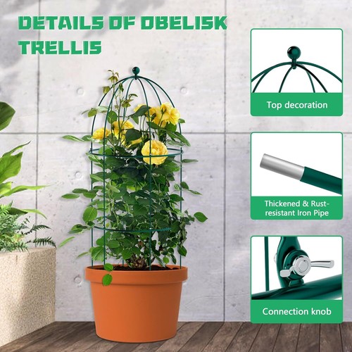 SLSY 3 Packs Garden Trellis,Tomato Cage for Climbing Plants Outdoor 47.2"x17.7" - Picture 29 of 39