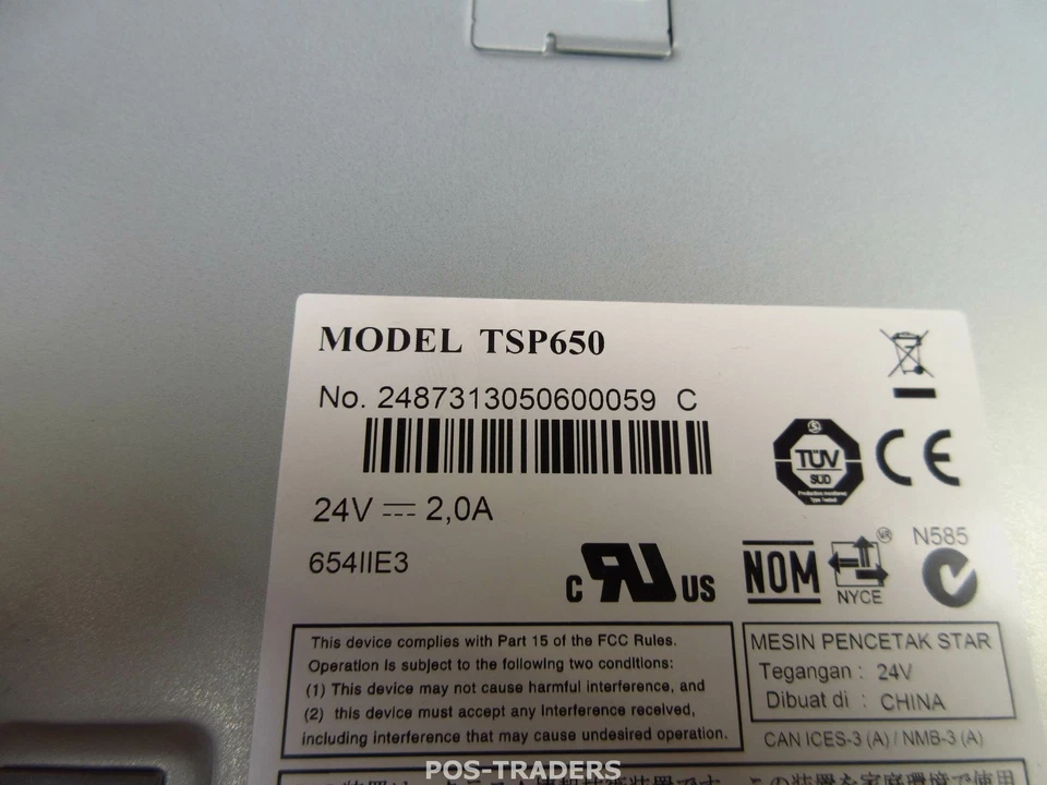 STAR TSP650 LAN NETWORK Thermal Receipt Ticket POS Drucker Black TESTED OK - Bild 3 von 3