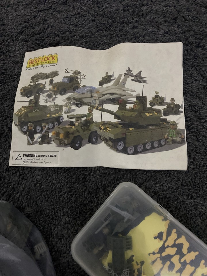 BEST LOCK CONSTRUCTION TOYS MILITARY ATTACK HELICOPTER & PILOT RARE